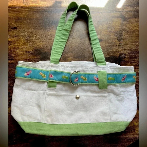 Ladies canvas flip flop belt handbag - Picture 1 of 9